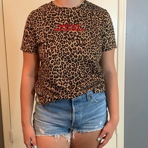 ZARA LEOPARD PRINT GRAPHIC TOP NWOT